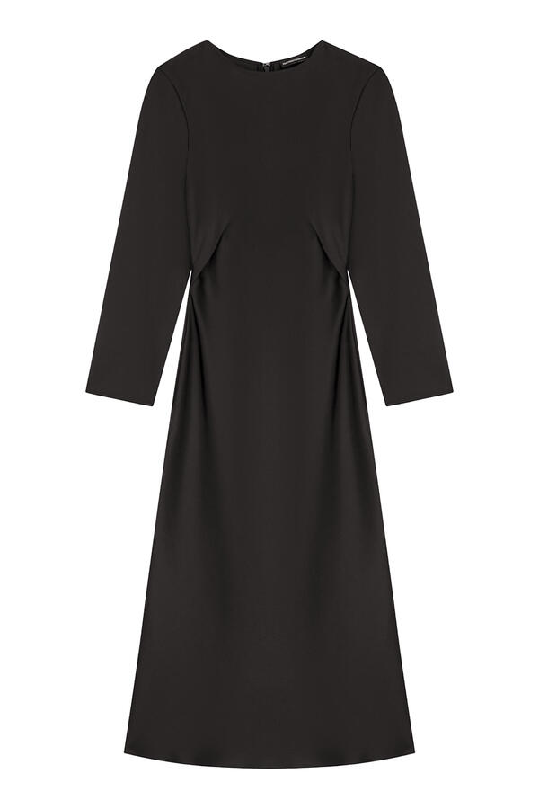 Draped Waist-Detail Long Dress
