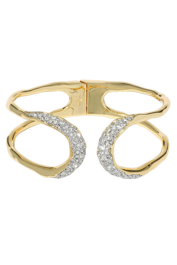 Solanales Crystal Orbiting Hinge Cuff Bracelet