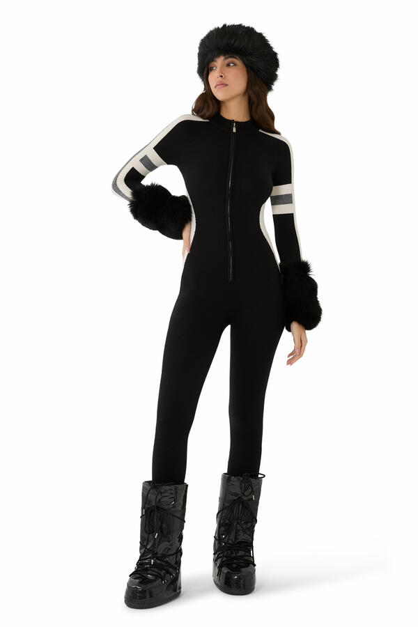 Fox-Fur Cuff Jumpsuit