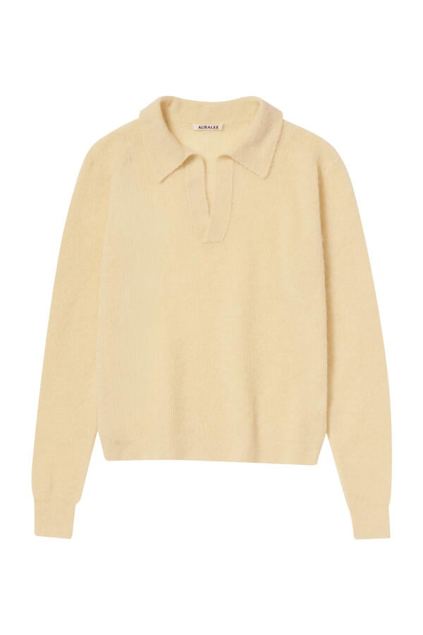 Baby Suri Alpaca Sheer Knit Skipper Polo 