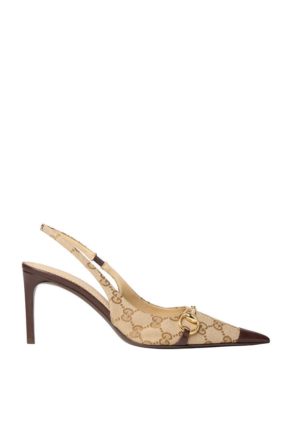GG Canvas 85 Slingback Pumps with Horsebit