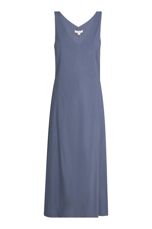 Linen-Blend V-Neck Dress