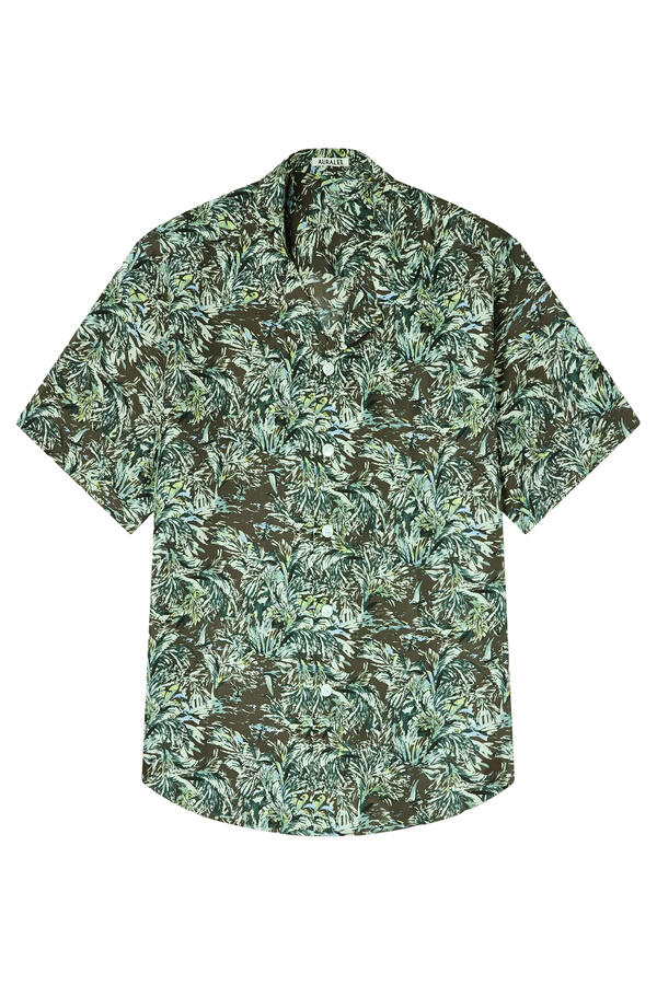 Printed Airy Silk Half-Sleeved Shirt