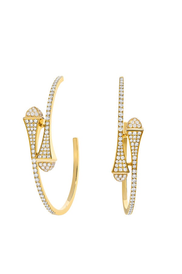 Cleo Midi Hoop Earrings,18k Yellow Gold & Diamonds