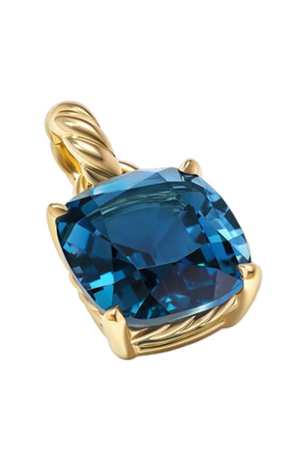 Marbella Amulet, 18K Yellow Gold & Blue Topaz