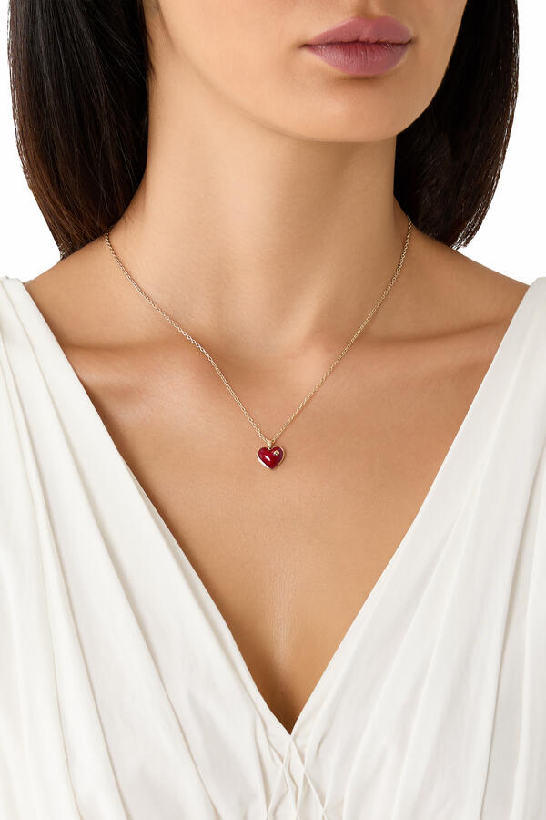 Heart and Spade Pendant Necklace, Enamel