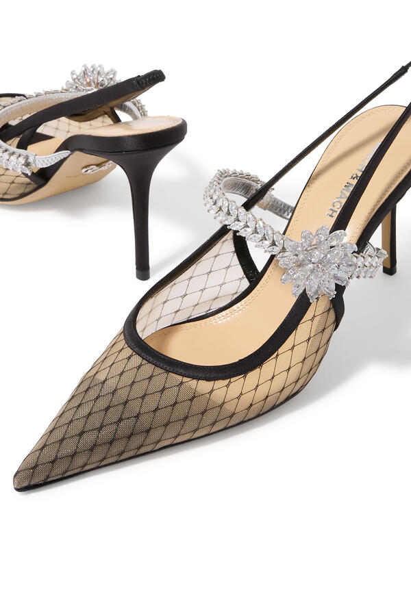 Lotus Flower Fishnet 85 Slingbacks 