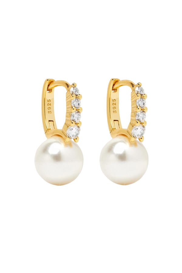 Bianca Pearl Huggie Hoop Earrings