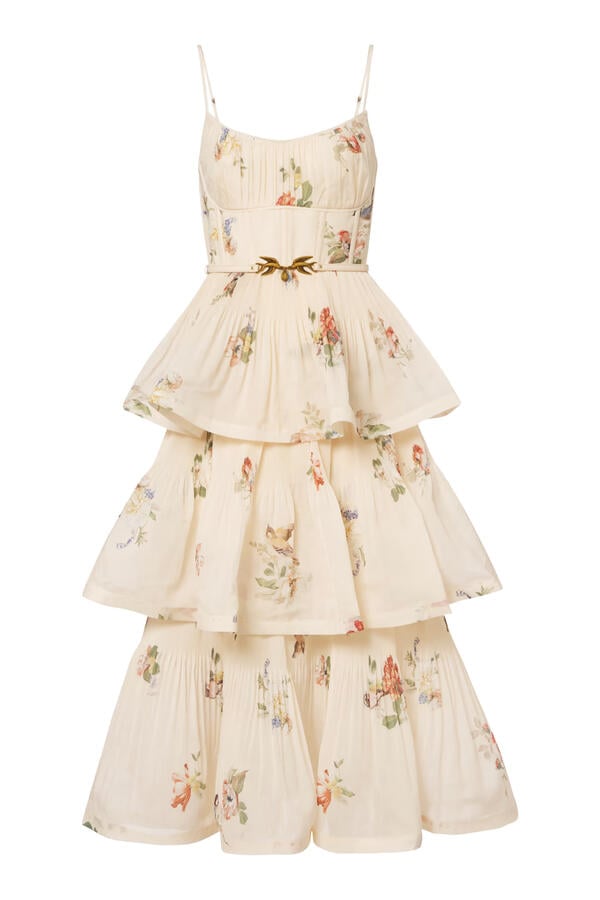 Pleated Tiered Midi Dress