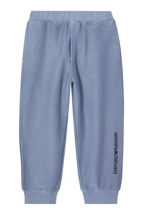 Kids Diagonal Cotton Jersey Joggers with Ribbed Cuffs
