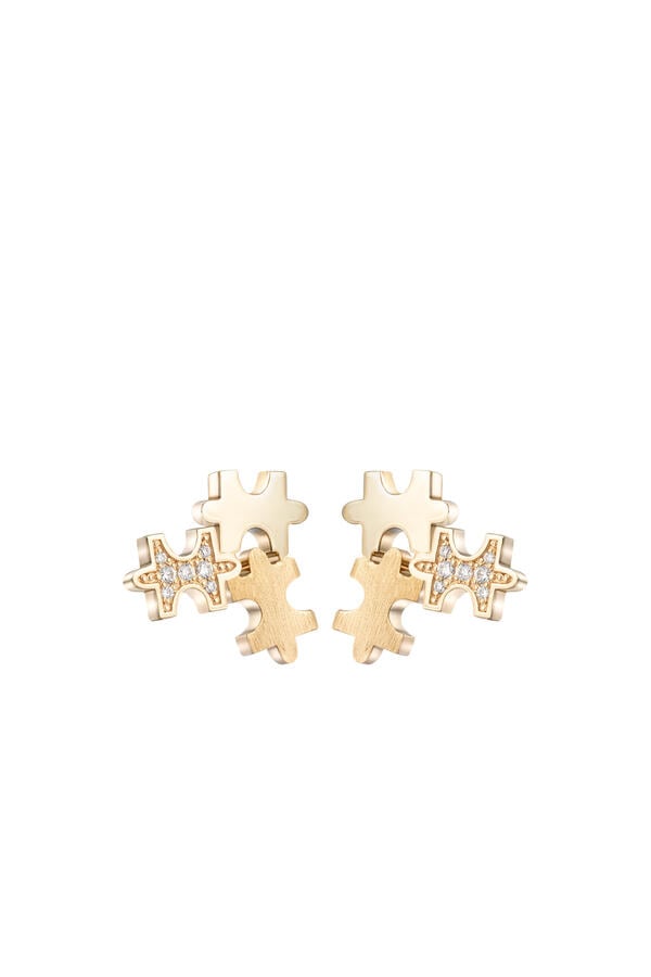 Maqta Multi Pavé Mini Studs Earrings, 18K Yellow Gold & Diamonds
