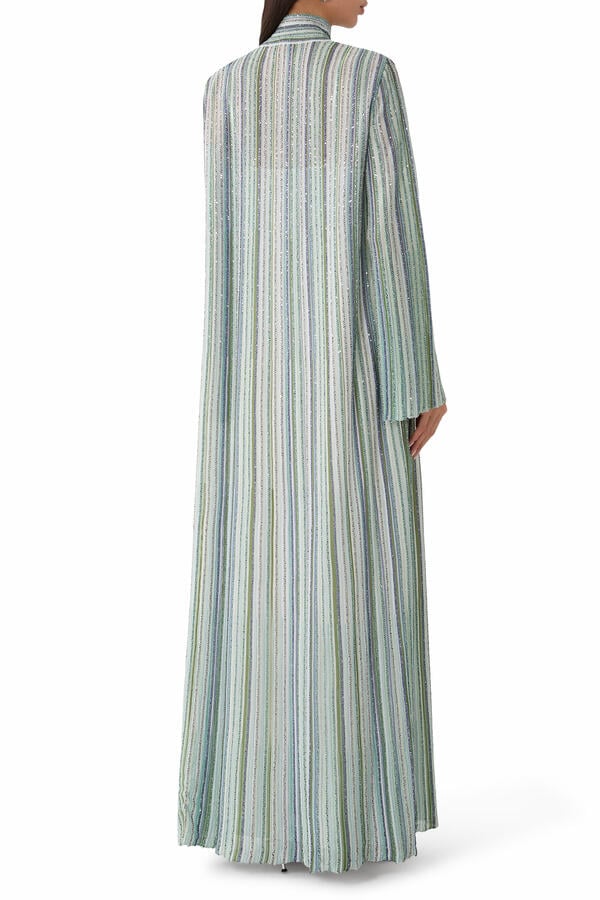 Ribbed Viscose Lamé Kaftan With Wide Sleeves