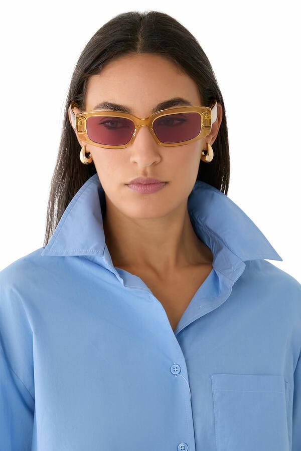 Logo Lettering Rectangle-Frame Sunglasses