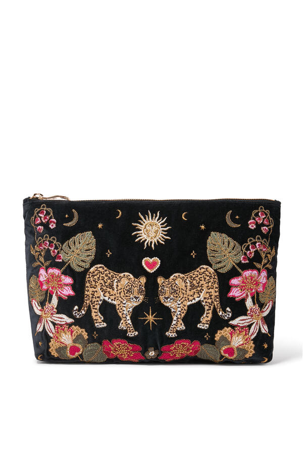 Celestial Leopard Velvet Everyday Pouch