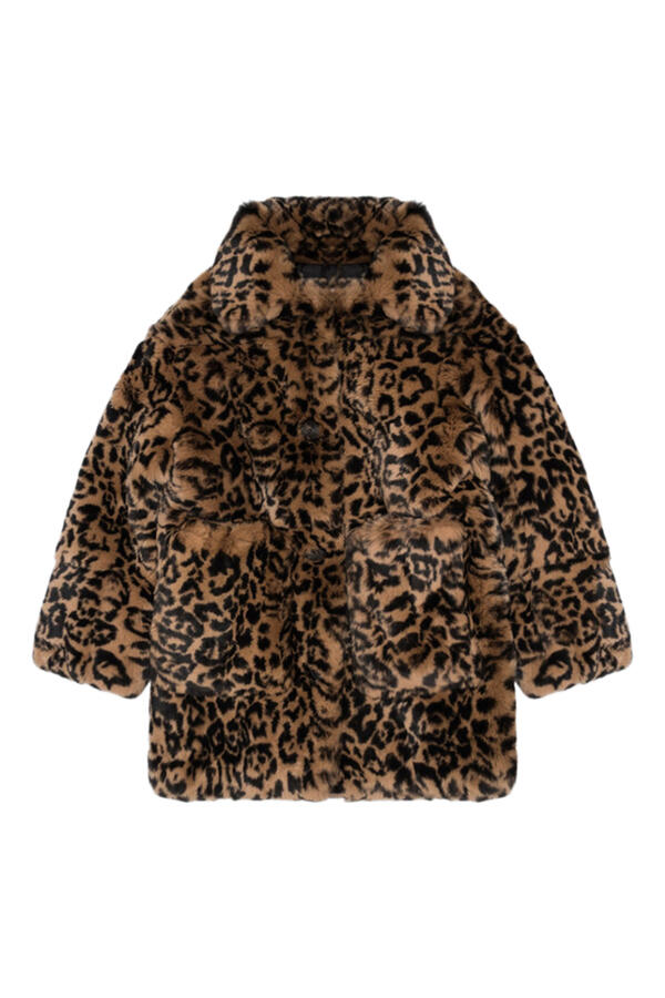 Kids Leopard Print Fur Coat 