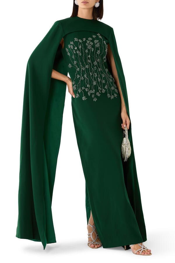  Imani Cape Sleeve Gown