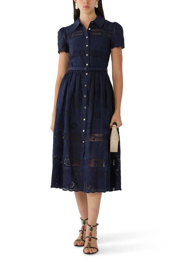Ramie Collared Midi Dress