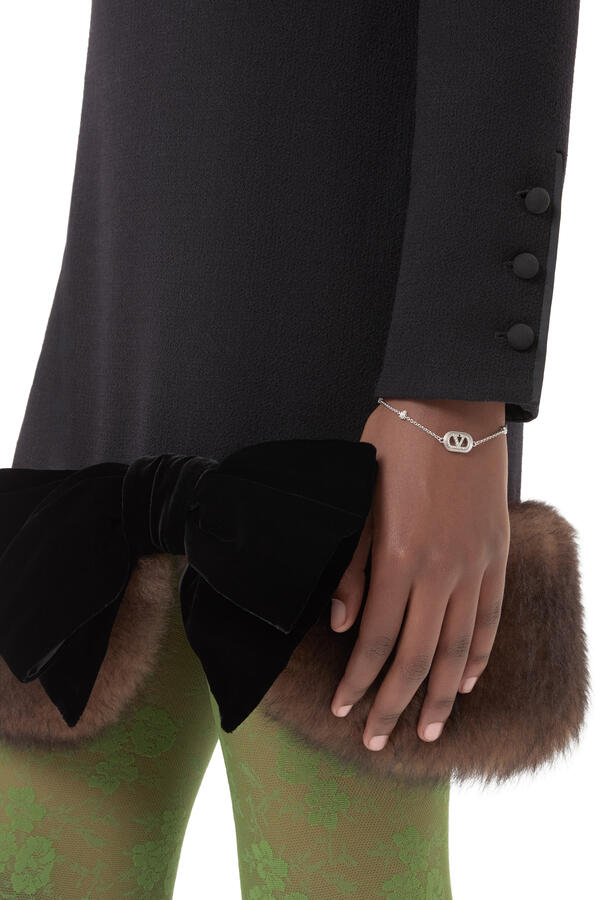 VLogo Signature Bracelet in Metal, Pearls, and Swarovski® Crystals