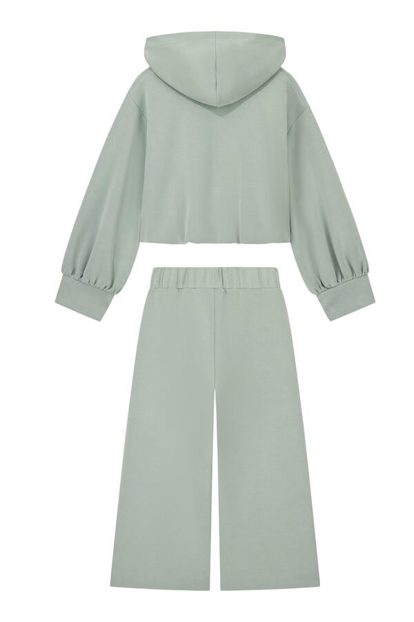 Kids  Jersey Tracksuit with Full-Zip Hoodie & Wide-Leg Pants 