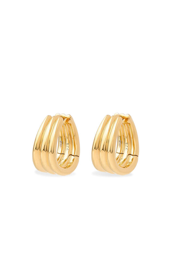Savi Triple Ridge Hoop Earrings, 18k Recycled Gold Vermeil on Recycled Sterling Silver