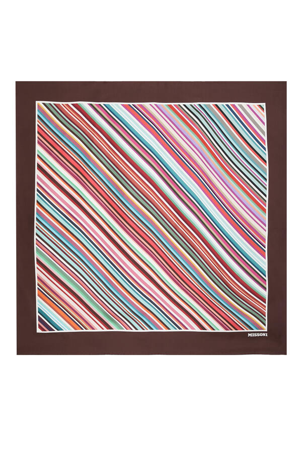  Diagonal Striped Silk Scarf 