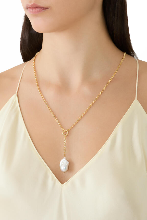 Jane Necklace, Gold-plated Silver & Baroque Pearl