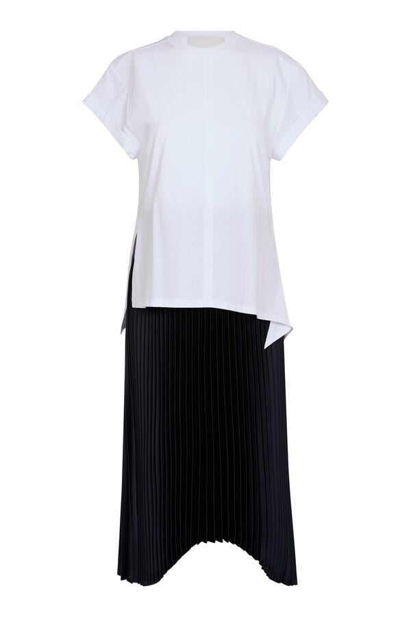 T-Shirt Combo Dress with Pleated Skirt