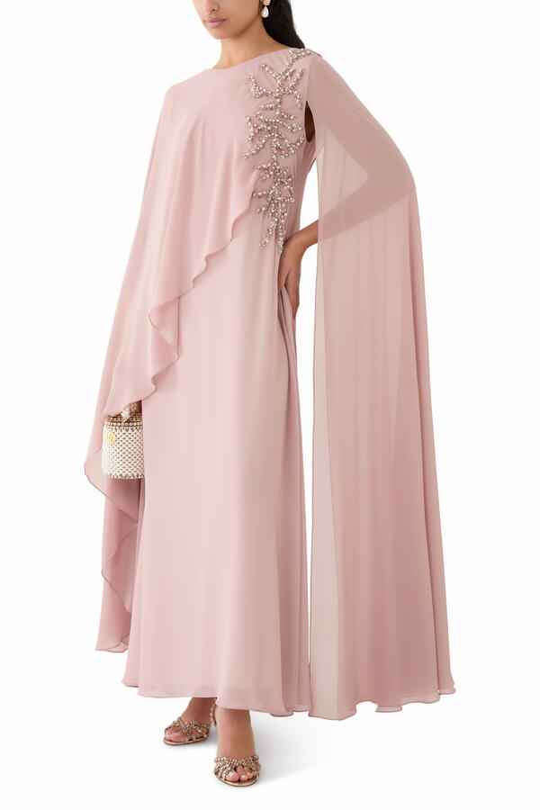 Cap Sleeves Drape Dress