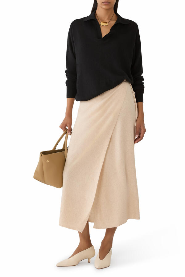 Super Fine Cashmere Silk Knit Skipper Polo