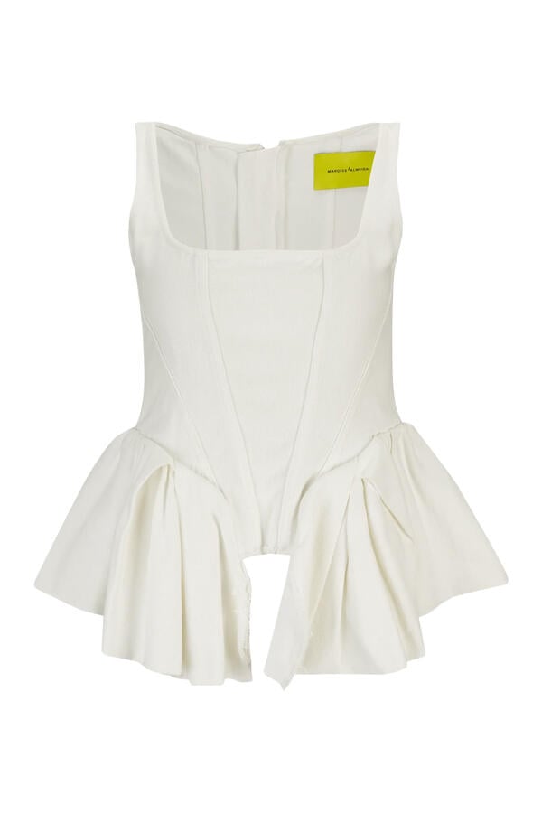 Drill Peplum Corset Top