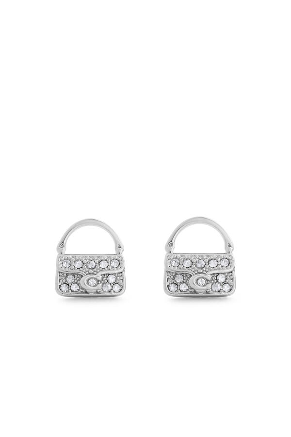 Pavé Tabby Stud Earrings, Plated Brass, Glass & Cubic Zirconia