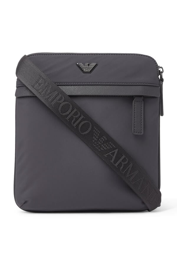 Flat Recycled Nylon Crossbody Bag 