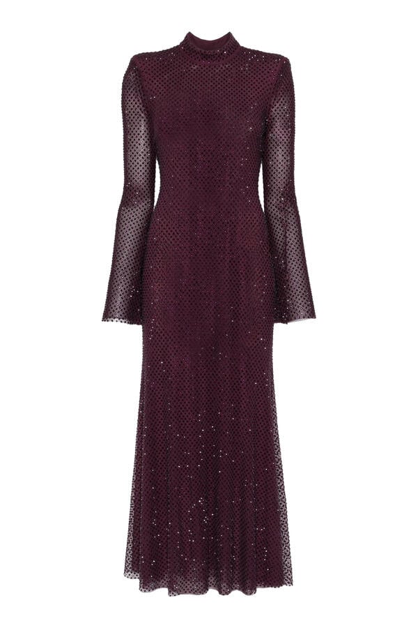 Rhinestone Fishnet Midi Dress