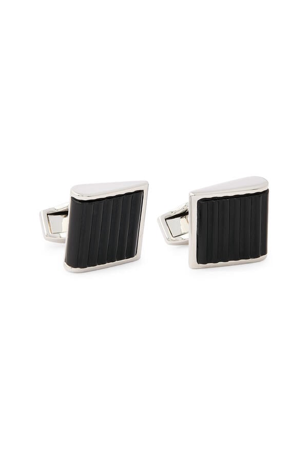 Ribbed Wedge Semi-Precious Stone Cufflinks