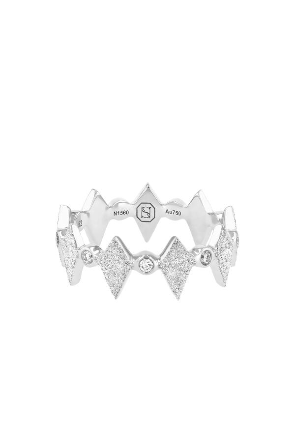  Morocco Sandblast Mosaic Ring, 18K White Gold & Diamonds
