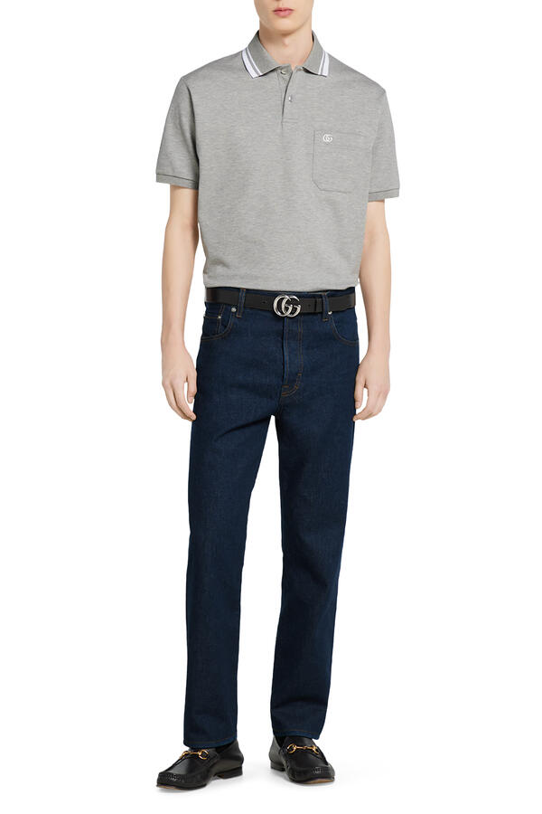 GG Embroidered Cotton Piquet Polo Shirt