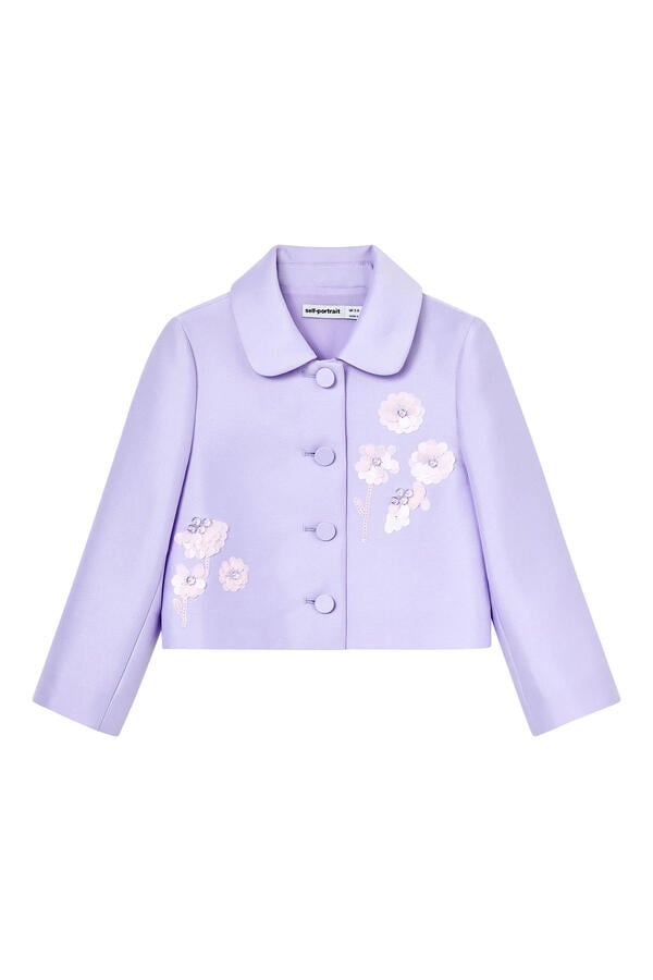Kids Lilac Taffeta Sequin Embellished Jacket 