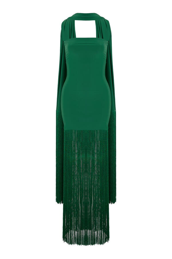  Sonia Strapless Scarf Fringe Dress