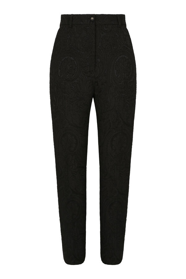 High-Waisted Ornamental Jacquard Pants