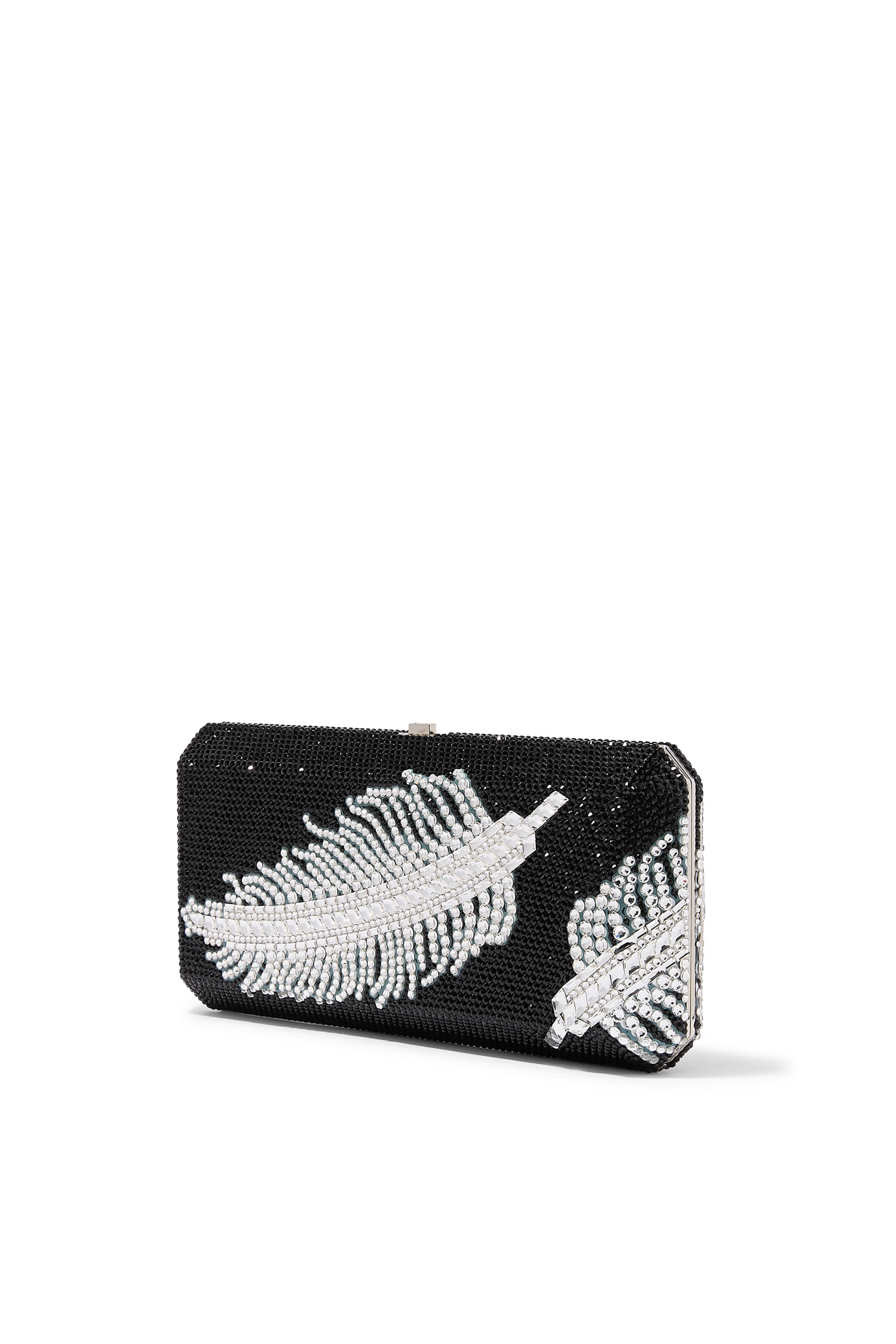 Slim Rectangle Jeweled Plume Bag
