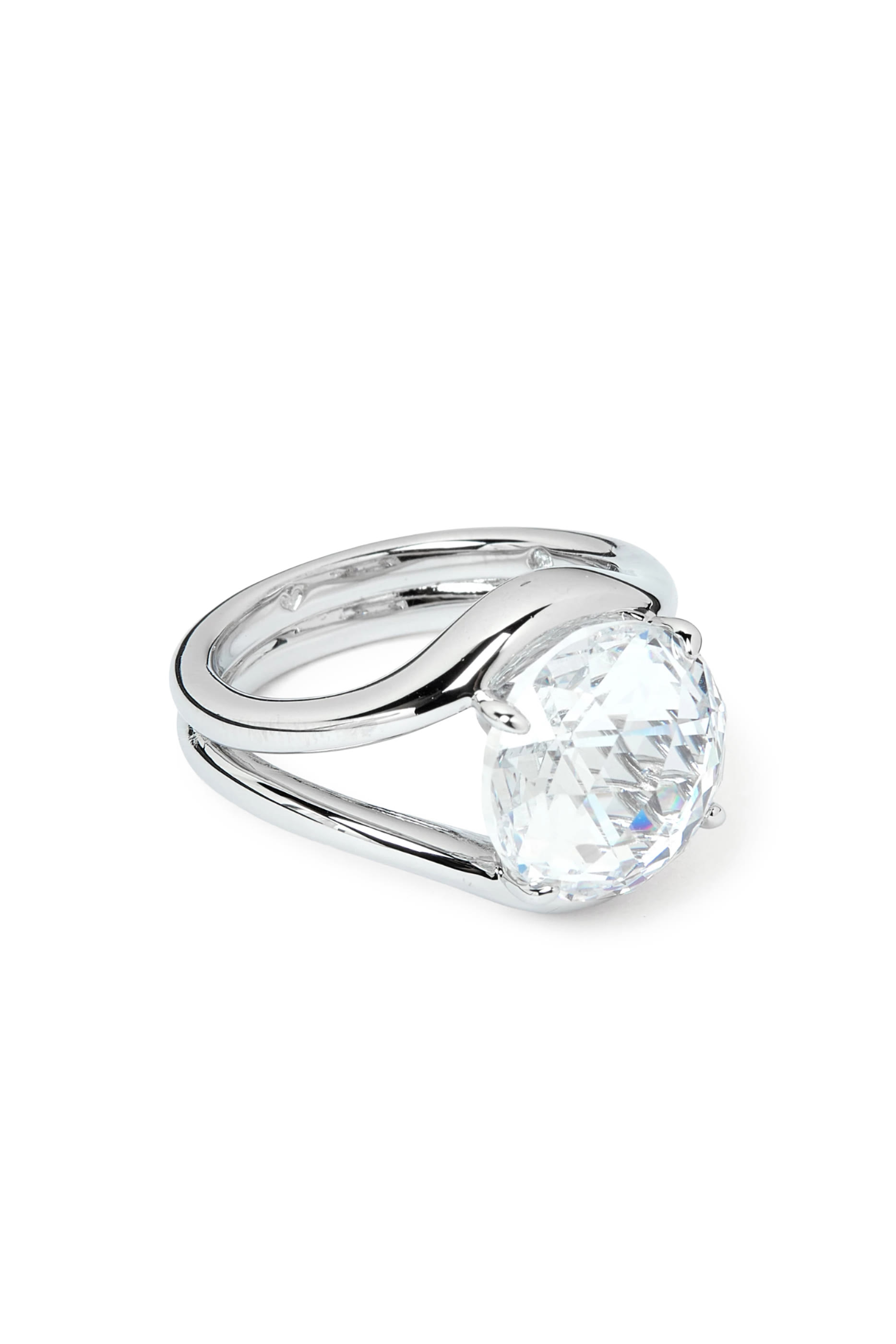 Opulence Rose Cut Signet Ring, Plated Metal & Cubic Zirconia