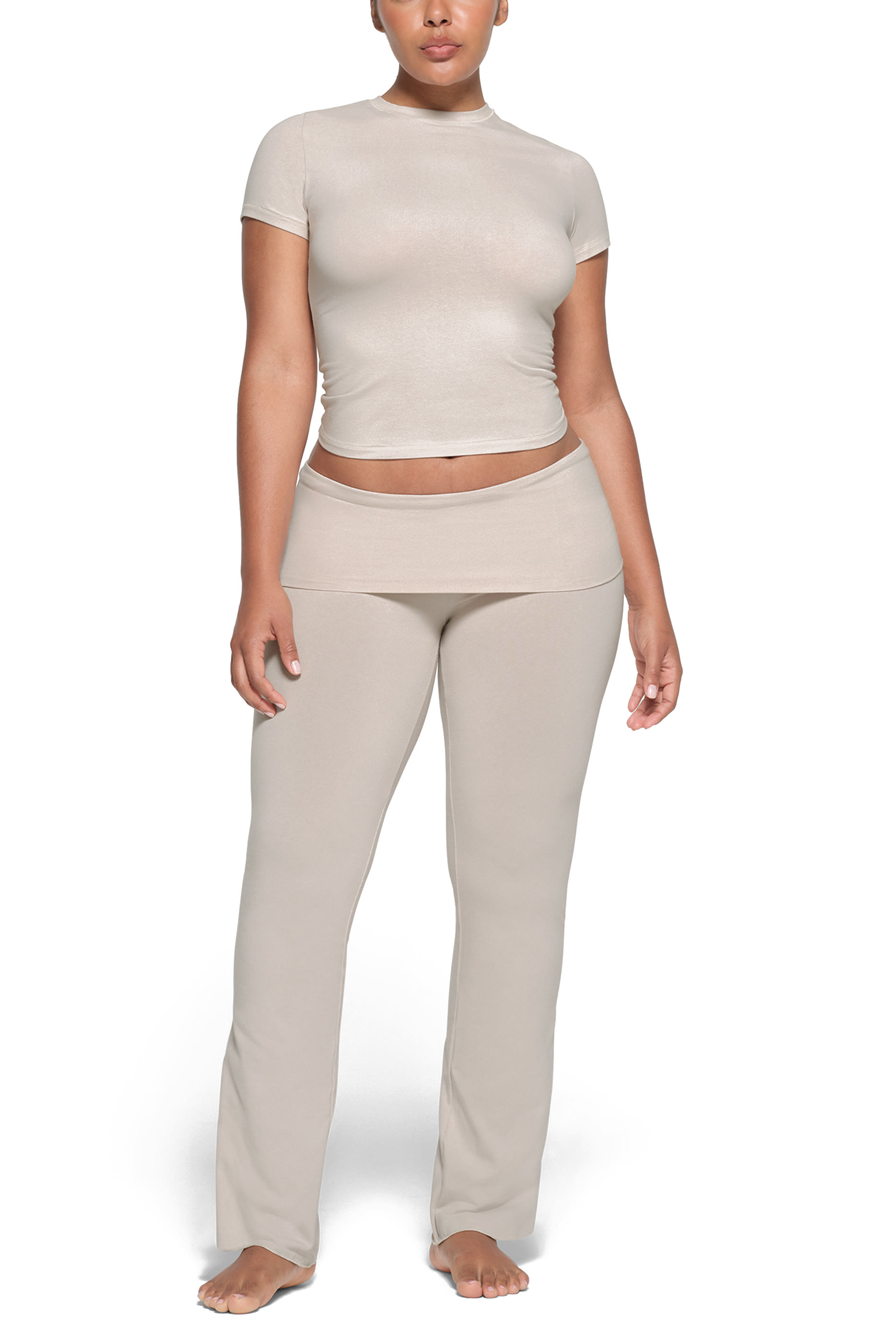  Cotton Jersey Foldover Pants 