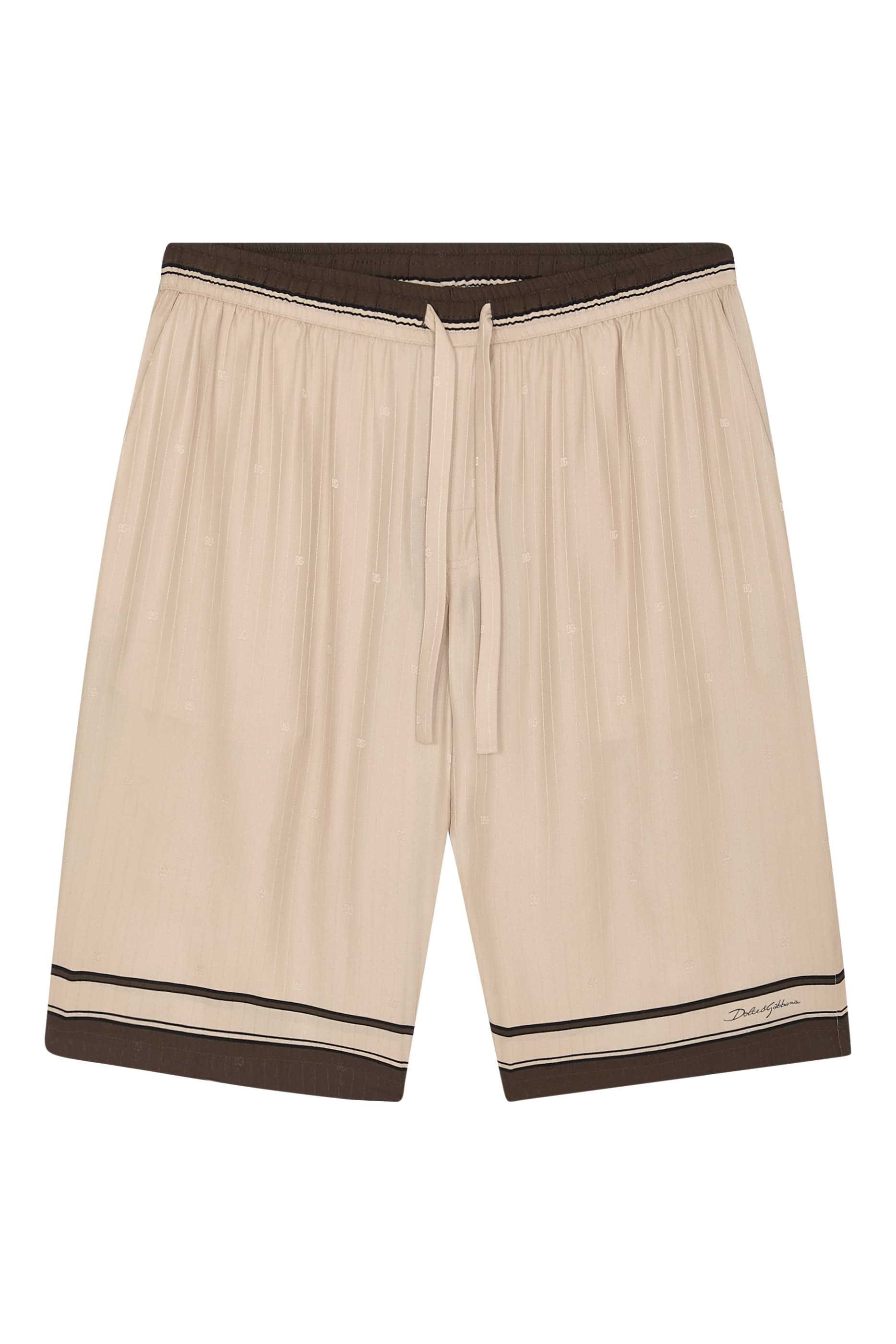 Logo & Stripe-Print Vanity Silk Bermuda Shorts 