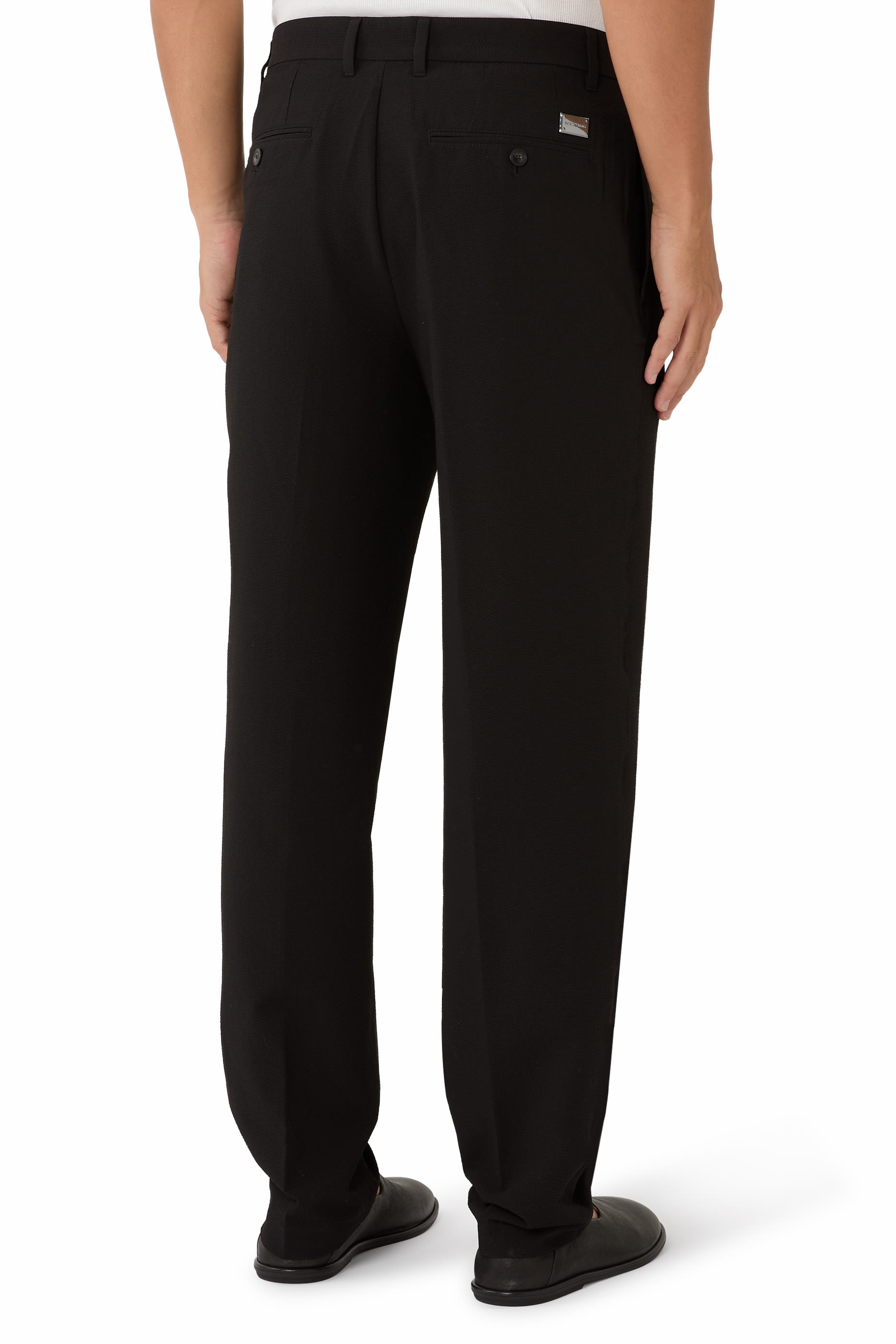 Logo Plaque Flat Front Trousers