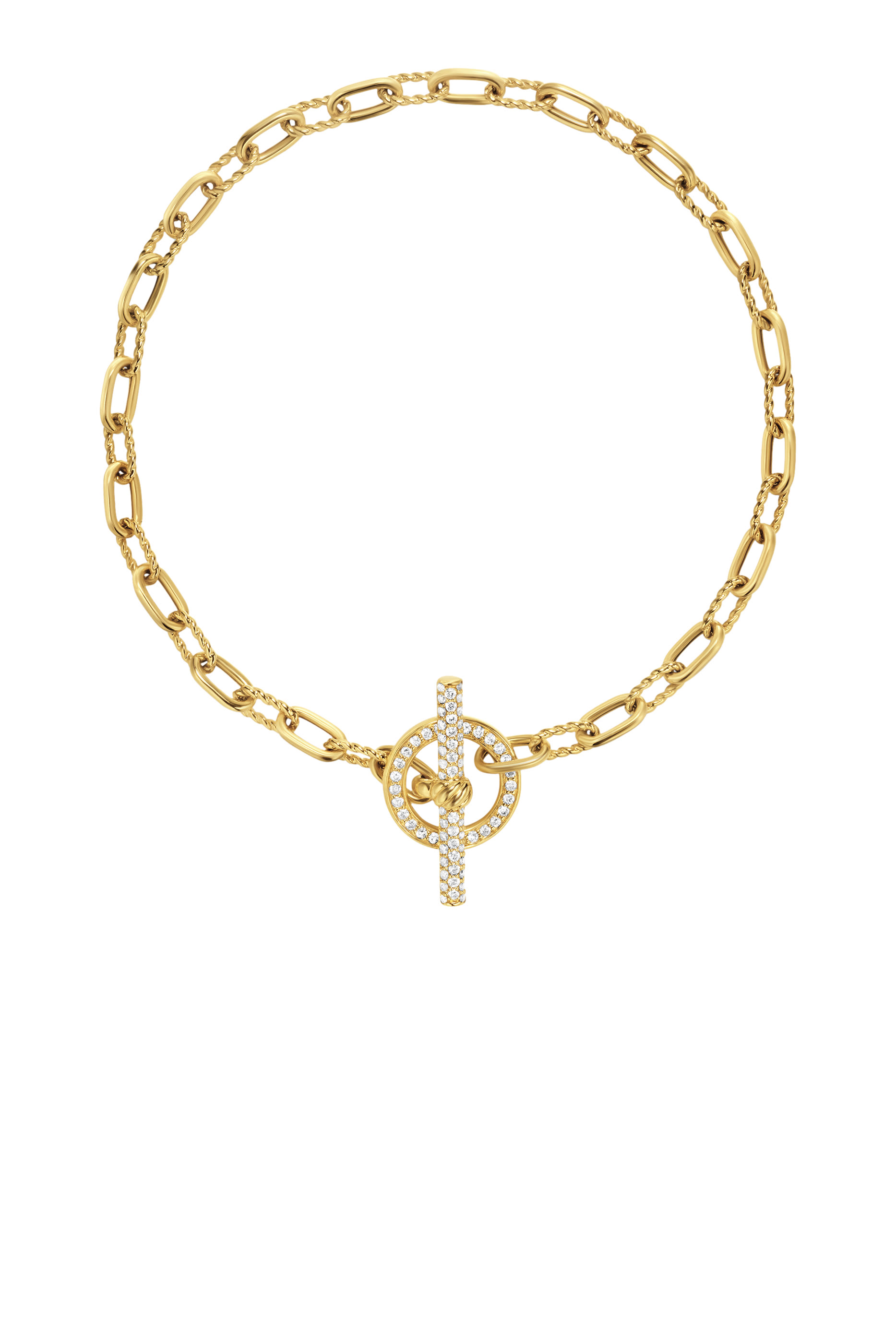 DY Madison&reg; Pav&eacute; Toggle Chain Bracelet, 18k Yellow Gold & Diamonds