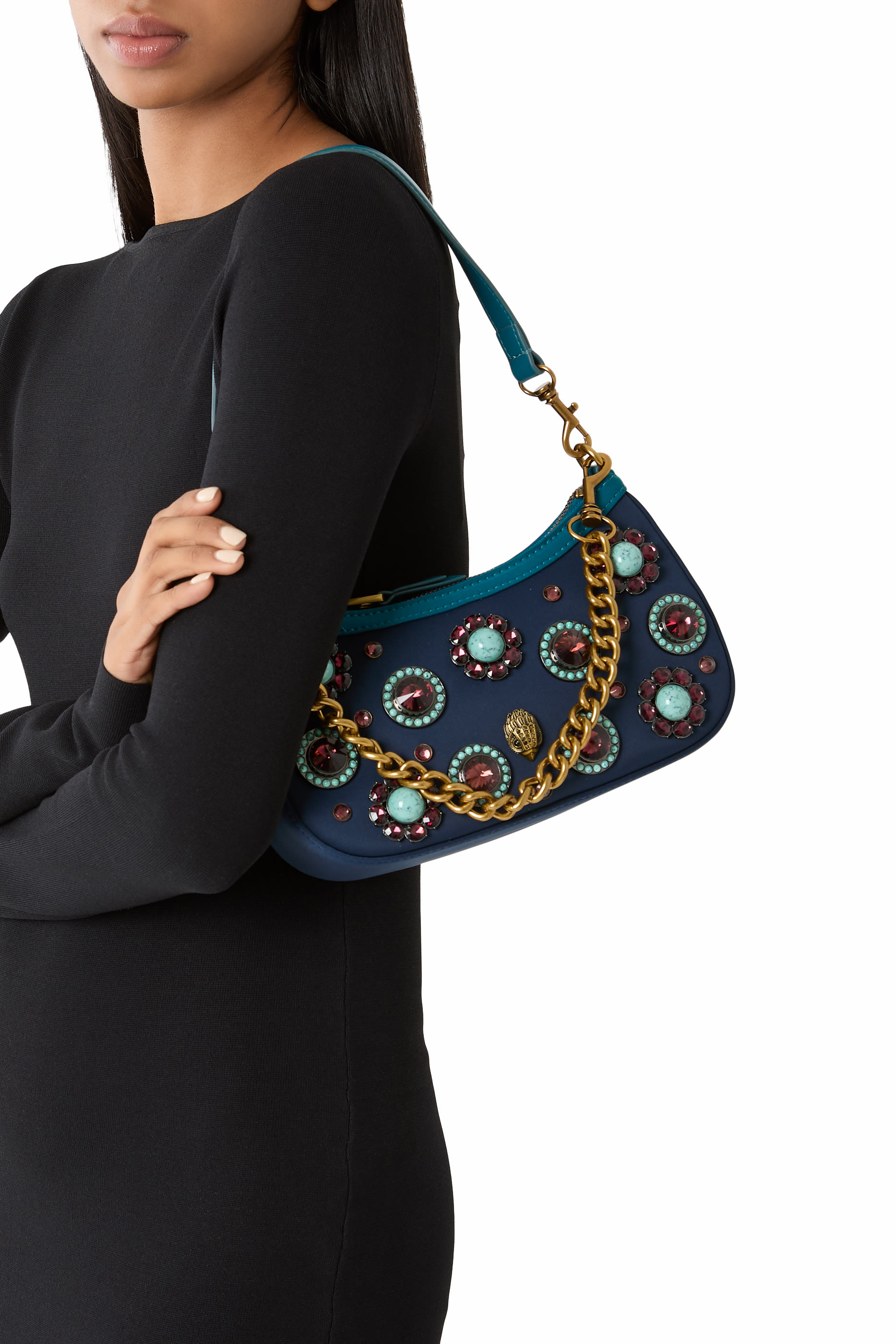 Sloane Gem Embellished Hobo Crossbody Bag