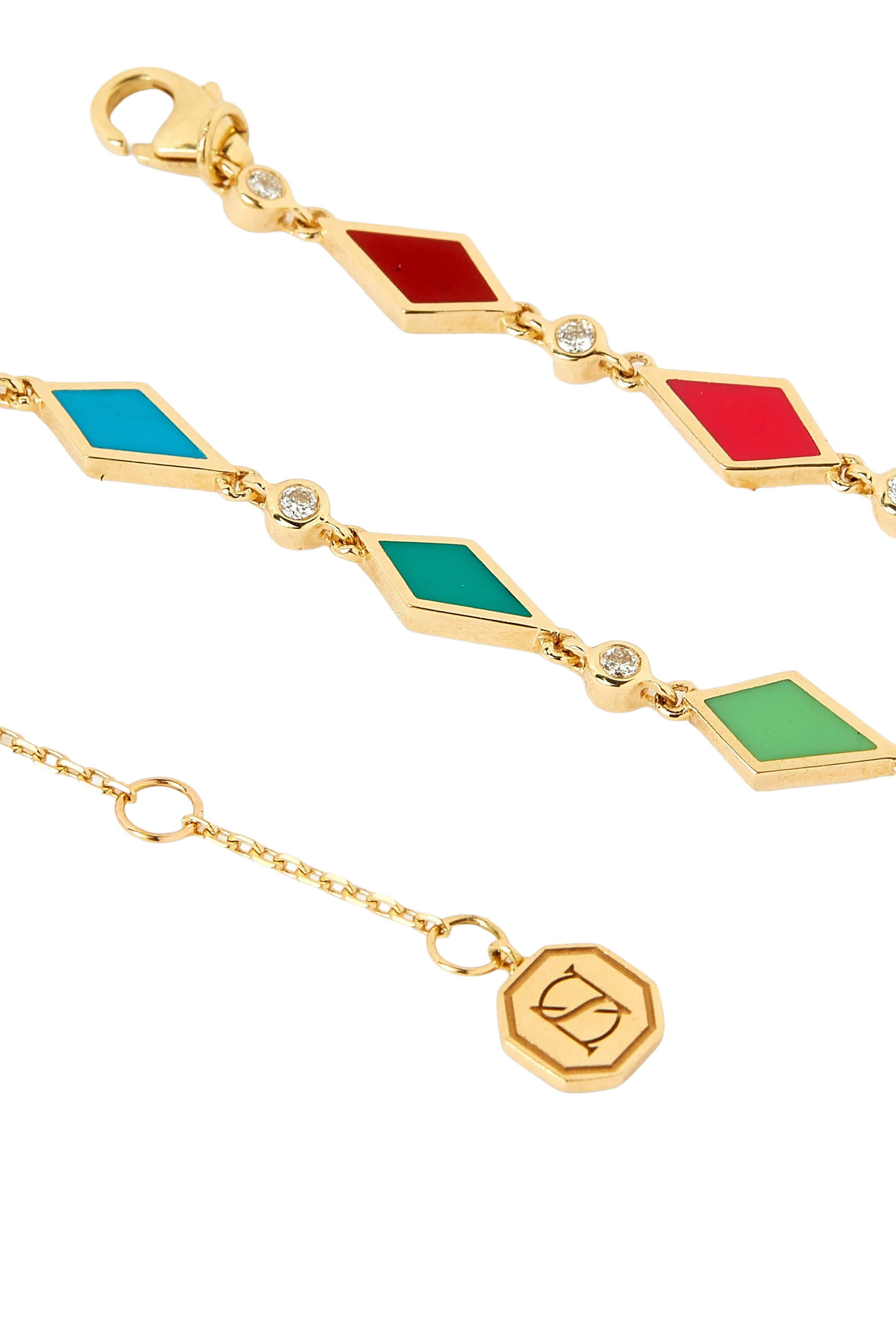  Mosaic Bracelet, 18K Rose Gold with Diamonds & Enamel
