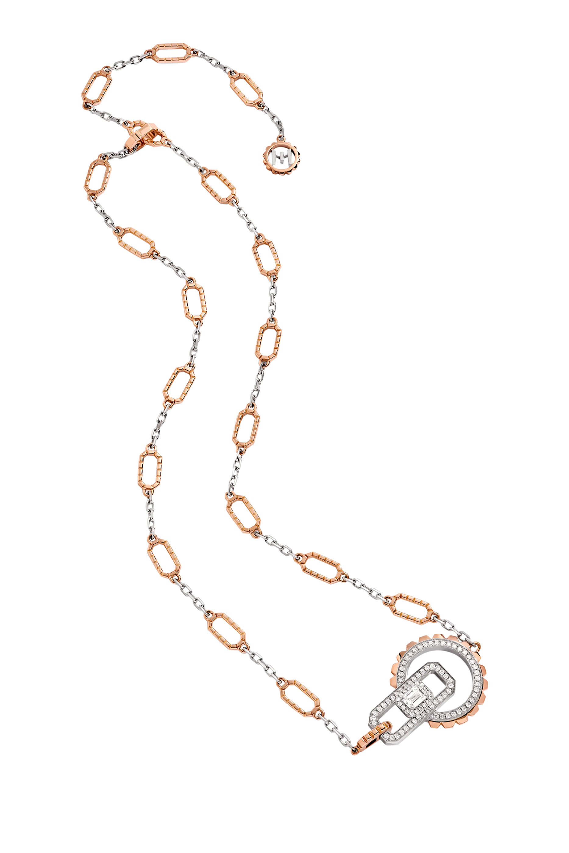 Empire Two-Tone Collar Necklace, 18k Pink & White Gold with Diamonds