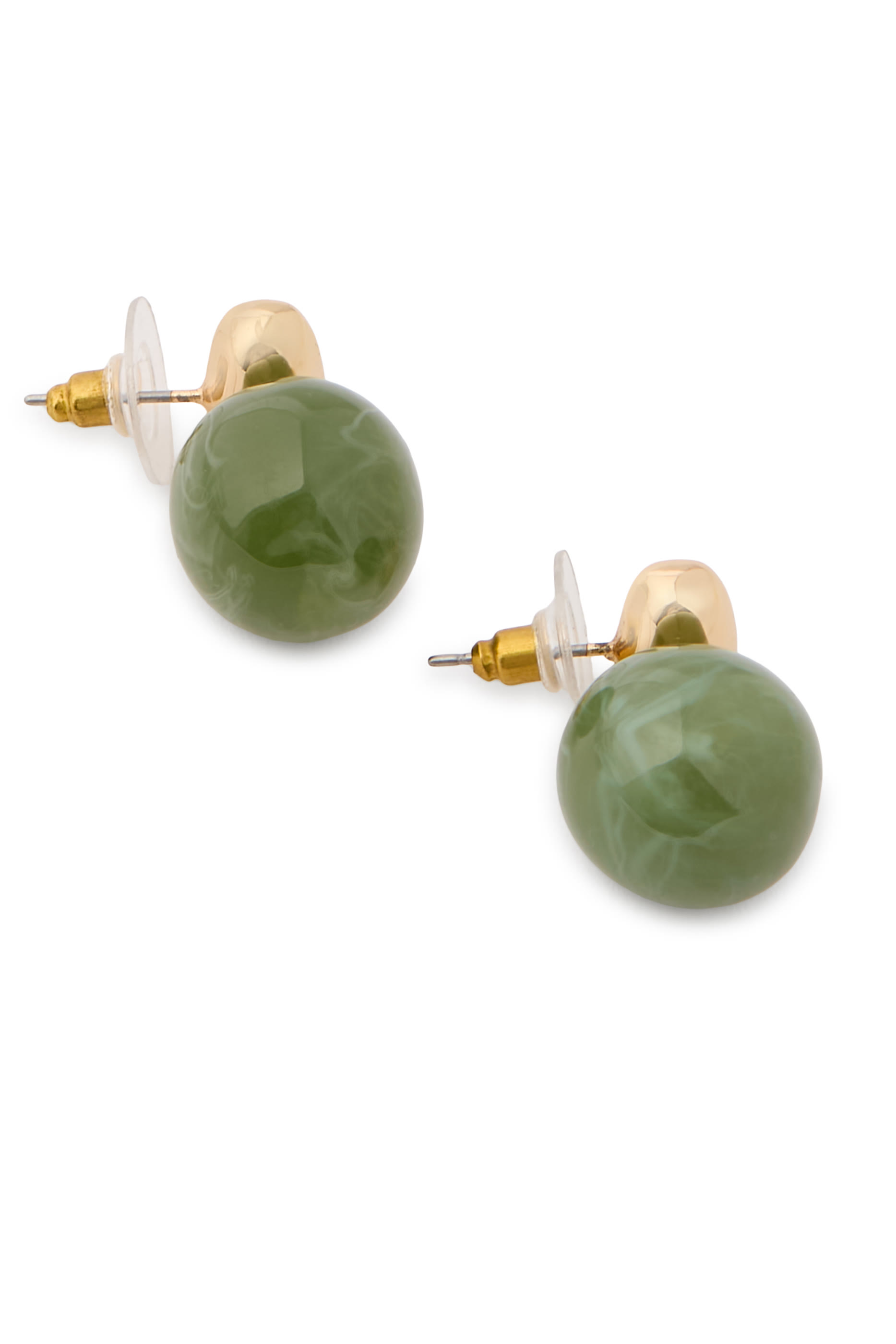 Alice Gemstone Earrings, 14K Gold-Plated Brass & Resin