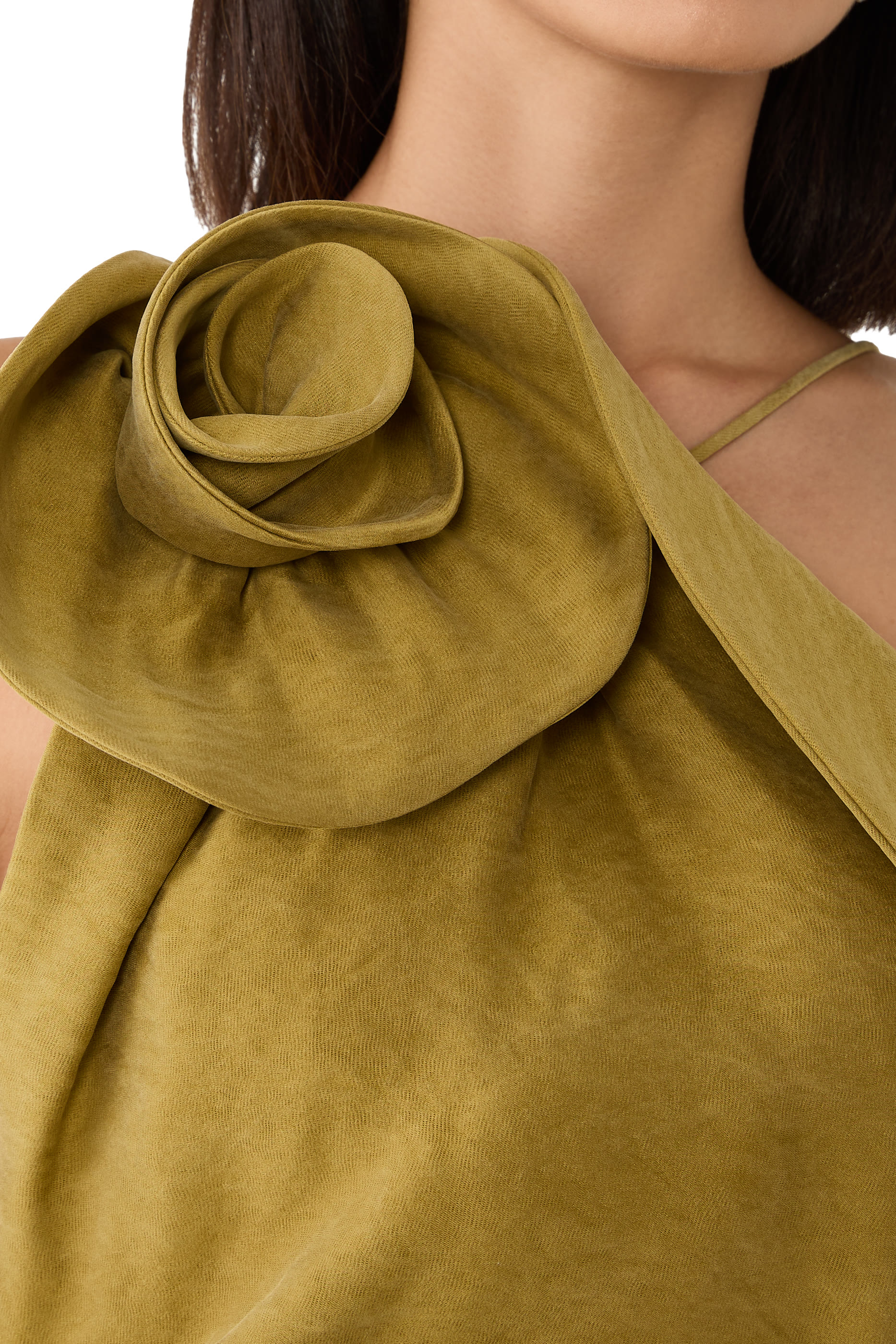 Appliquéd Gathered Silk-Twill Halterneck Mini Dress 